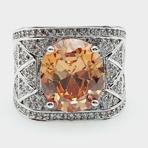 🍁  925 Silver Round Shape Cut 3A CZ Retro Style Ring for Men, FB16FA1100 - Picture 5 of 5